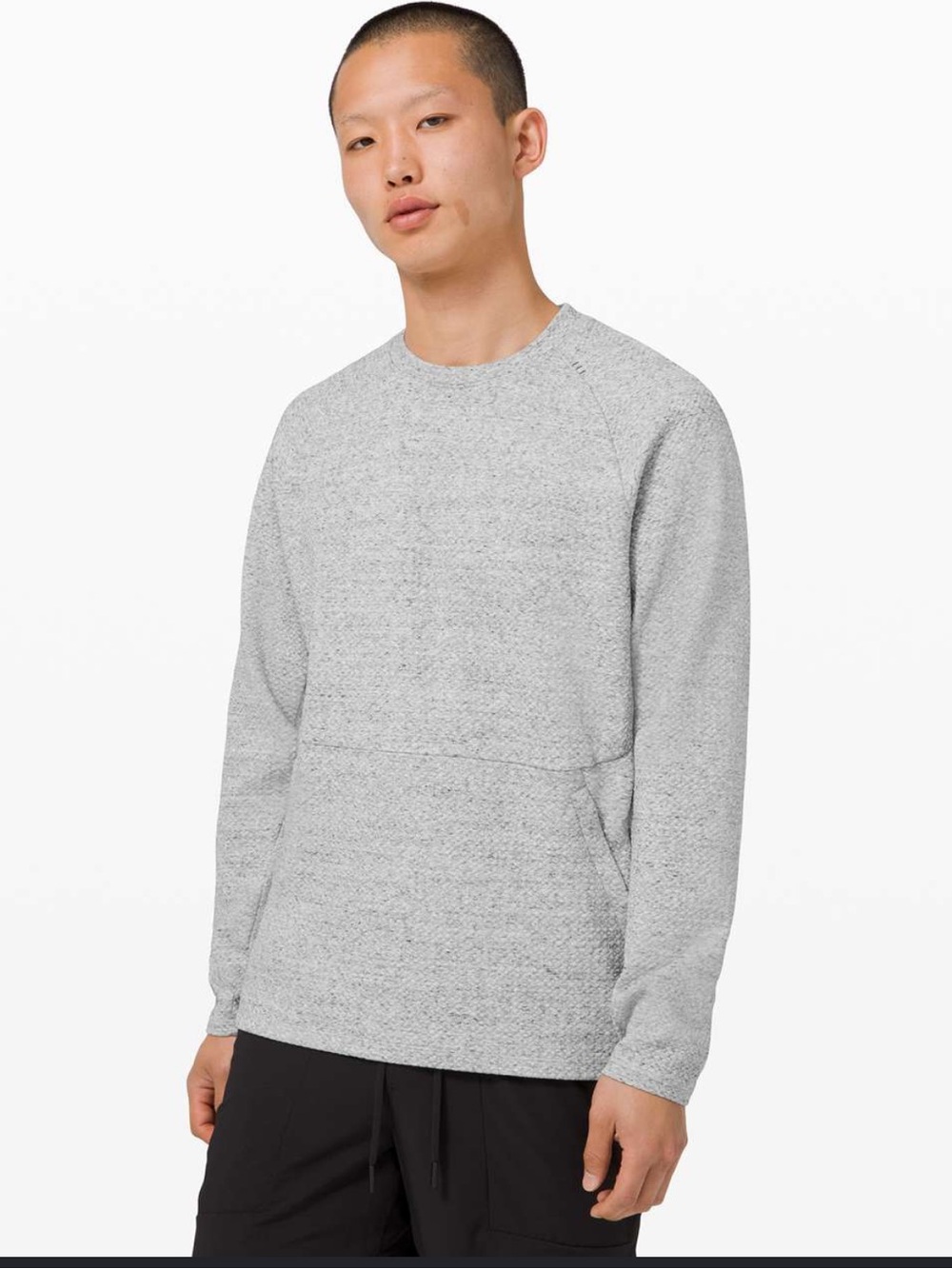 Lululemon At Ease Crew grey silver logo side mens medium